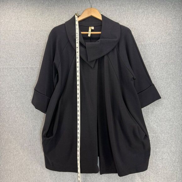 Comfy USA Womens Small Black Cowl Neck Coat Jacket Cape Short Sleeve Cape Topper - Picture 7 of 12